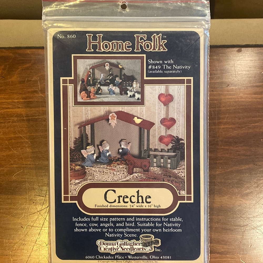 NEW Christmas Nativity Scene Crèche Pattern Folk Stable Fence Cow Angel Bird NEW